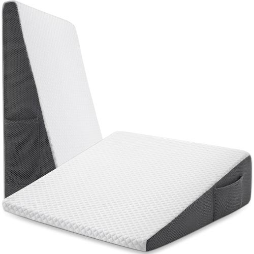 Bed Wedge Pillow for Sleeping After Surgery, Back Support, Leg Elevation, Gerd Acid Reflux, Neck Pain, Snoring, Cooling Memory Foam Triangle Incline Wedge, Removable Washable Cover