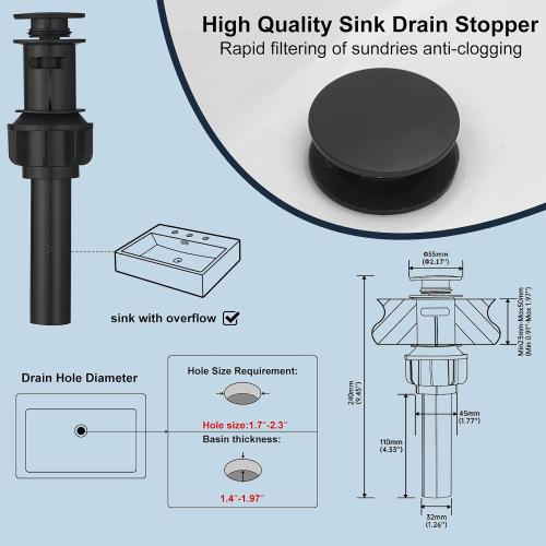 3 Matte Black Waterfall Bathroom Faucet 3 Hole, Widespread Two Handle Bathroom Sink Faucet Vanity Faucet, 8 Inch Bathroom Faucets for Sink with cUPC Supply Lines and Pop-Up Drain