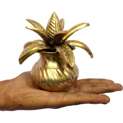 eSplanade Brass Decorative Kalash with Coconut for Puja Temple Laxmi Ganesh Crafted Kalasha - 5.75 inches