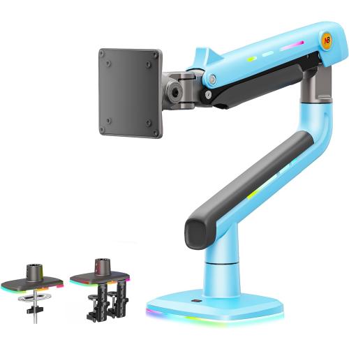 NB Gaming Monitor Arm or for 32 to 60 Inches Screen, Load up to 20 kg, VESA 75/100, RGB-Light, Heavy Duty, Multi Angle Adjustable, Premium Aluminum, Blue