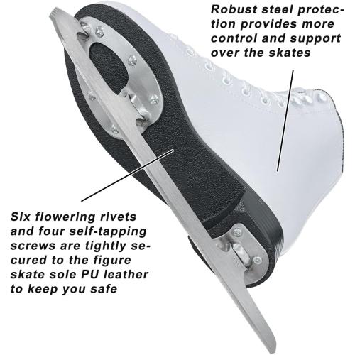 Nattork Figure Skates Excellence Stainless Steel Blades Ice Figure Skating with Enhanced Support Strength Performance and Ultimate Comfort for Youth and Adult