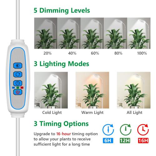 Aumtrly Floor Grow Light Full Spectrum with 68 Stand for Tall Indoor Plant | 80 LED Growing Lamp for Large Plants with 6/12/16H Timer, 5 Dimming, White Halo Design, Adjustable Height, Flexible Gooseneck