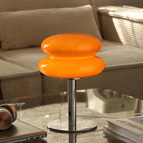 Mushroom Lamp Table Lamp for Night Stands,Mid Century Modern Desk Lamps for Bedroom, Vintage Dimmable Bedside Small Lamps, Cute Cool Home Room Aesthetic Decor for Living Room (Orange)