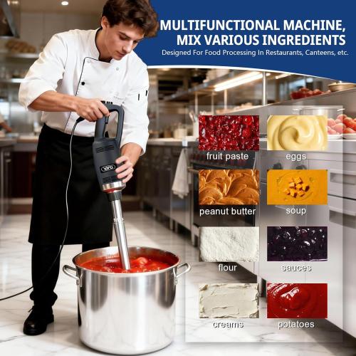 VONCI 500W Commercial Immersion Blender, 16 SUS 304 Removable Shaft, Heavy Duty Power Hand Mixer with Variable Speed 6000-20000RPM, Professional Electric Stick Blender for Restaurant Kitchen Use.