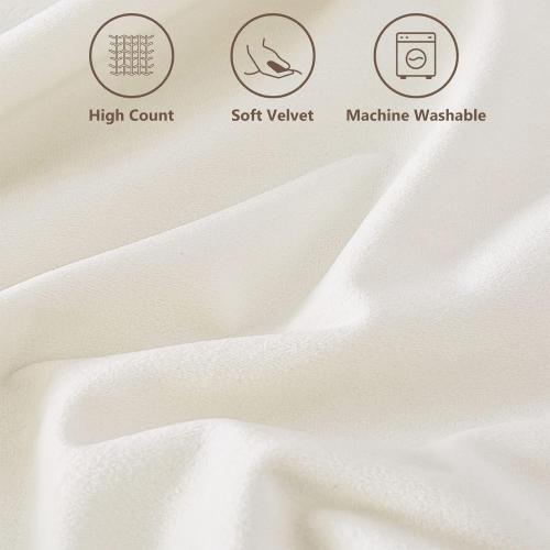 Topfinel Decorative Throw Pillow Covers 18x18 Set of 2, Cream White Couch Square Pillow Covers for Sofa Bed, Soft Velvet Cushion Covers with Pom Poms for Livingroom Bedroom Modern Home Decor
