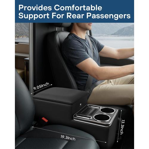 Center Console Between Seat with Lock, Cup & Phone Holder, Regular | Center Console for Truck, Van, Minivans, Motorhome, Truck Organizer with Cup & Phone Holders