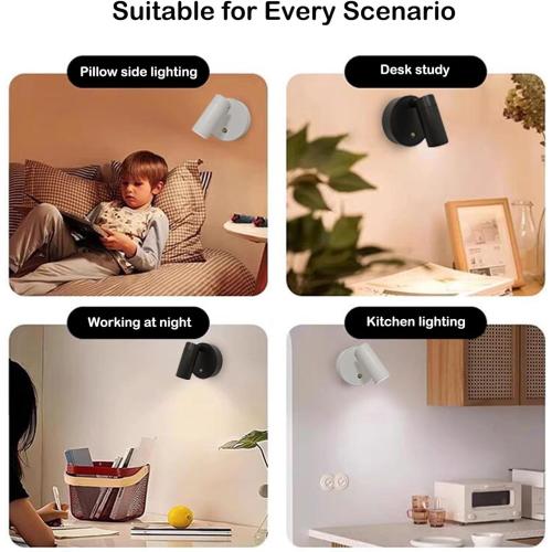 Spotlights Indoor -Rechargeable Plant Spotlight, 360° Rotate Wireless LED Uplighting,3 Dimmable Adjustable Wall Mount Ceiling Spotlight for Artwork Painting Tree Plant Wall Light(Black)