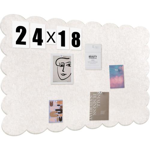 Scalloped Felt Bulletin Board 24 x 18 Inches Foldable Camel Pin Cork Board Alternative for Wall, 2' x 1.5' Trifold Picture Vision Self Adhesive Bulletin Decorative