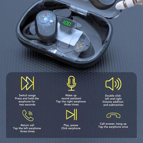 3D Arc Transparent Cover Bluetooth Headsets with Ear Hooks Wireless Earphones for Sports Running Stable Connection Comfortable Wear Full Design for Fitness Lovers