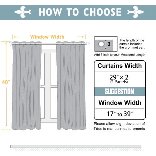 ChrisDowa Room Darkening Curtains for Bedroom and Living Room 40 Inch Long