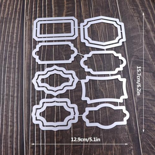 Lapoo 3D Backgrounds Frame Metal Cutting Die for Scrapbooking, New Cutting Dies DIY Album Card Making Decor Paper Craft Metal Die Cuts Party Wedding Decorations (Various Labels 6.2 x 5.1 in)