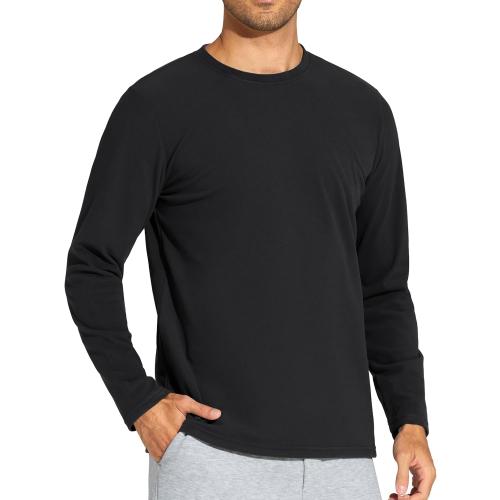 THE GYM PEOPLE Men's Long Sleeve Base Layer Thermal Shirts Stretchy Crewneck Basic Casual Pullover Undershirt Tee Tops
