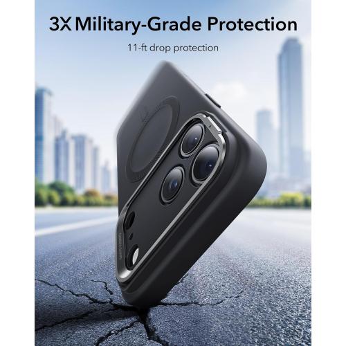 ESR Silicone Case for iPhone 17 Pro Max, Built-in Camera Stash Stand Compatible with MagSafe, Military-Grade Drop Protection Magnetic Phone Case for iPhone 17 Pro Max, Cloud Series, Black