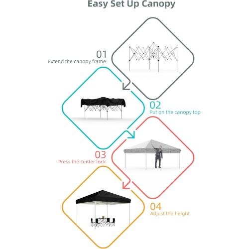Pop Up Canopy Tent Outdoor Canopy Heavy Duty Commercial Instant Tent Shelter (Black, 10x10FT/No Side Wall)
