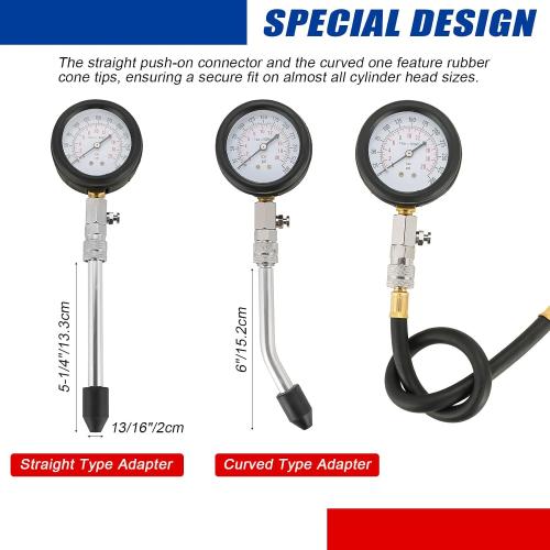 Compression Tester Automotive Tool Petrol, Gas Engine Compression Gauge Compression Tester Kit, Professional Engine Cylinder Compression Tester Kit (Blue)