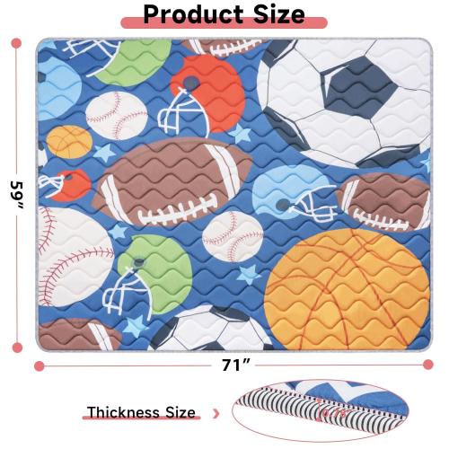 Baby Play Mat 71’’ x 59’’ Soft Baby Floor Mat Thicker Foam Play Mat for Babies，Toddlers, Foldable Baby Playpen Mat Crawling Mat，Ball Design