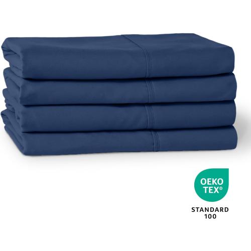 Bare Home Pillowcases Open End (Standard 4 Pack, Dark Blue)