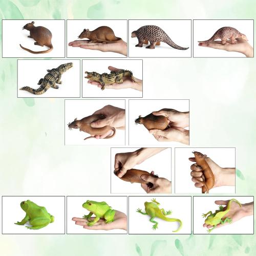 5PCS Soft Rubber Squishy Toys, TPR Super Stretch Animal Toys for Kids, Rubber Animal Figures Set with Frog, Tadpole, Crocodile, Rat, Pangolin