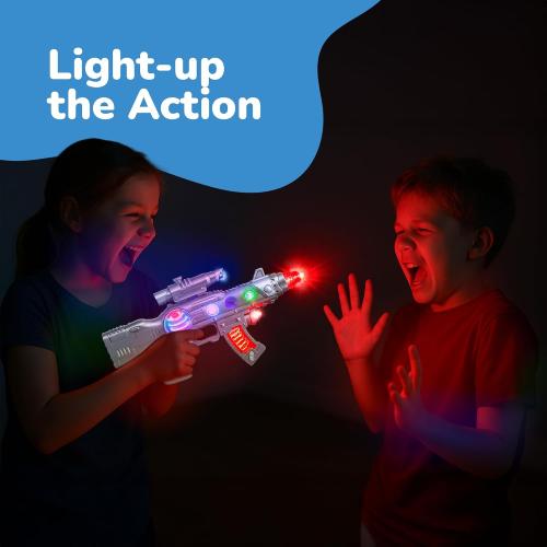 Silver ArtCreativity Light Up Space Gun Toy for Kids - 12.5 Inch Alien Blaster with Multicolor LEDs, Sound Effects, Batteries Included, Fun Halloween Costume Accessory and Party Toy