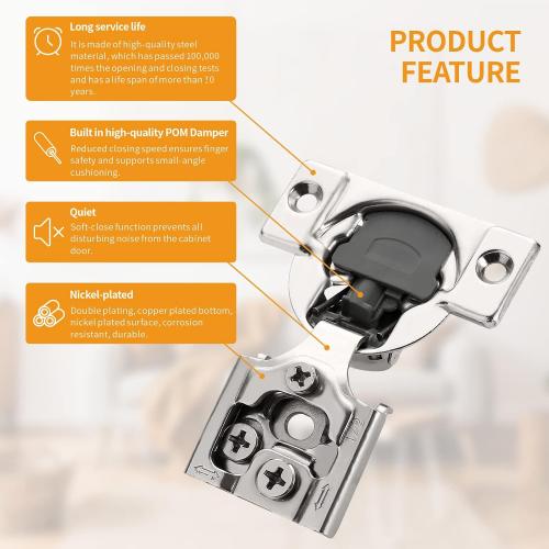 Chibery 50 Pack 1/2 Overlay 3D Soft Close Concealed Hinge for Face Frame Door, Smooth Slow Self Closing Hinges, Satin Nickel, Hidden 105° Open Angle Stainless Steel Hinge for Kitchen Cabinet Door