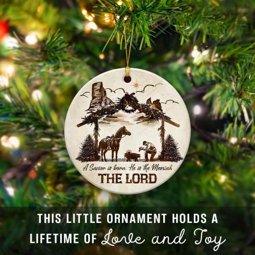 Nativity Christmas Ornaments 2026 - Praying Cowboy Kneeling Nativity Scene Ornament, Christian Ceramic Ornament - Faith Religious Gifts for Men Women, Country Western Cowboy Gifts Idea
