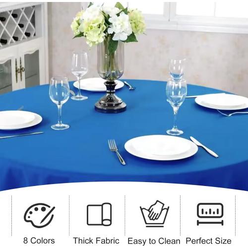 4 Pack Round Tablecloth 90 Inch Polyester Washable Fabric Table Covers for Wedding Dining Table Buffet Parties Banquet Decoration（Blue）