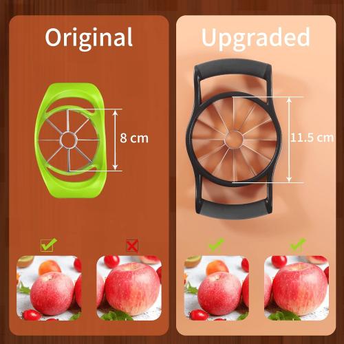 Newness Apple Cutter Slicer, 12-Slice Durable Heavy Duty Corer, Greatly Quicken Slicing Divider, Wedger, Fruits & Vegetables Slicer for Apple, Pear and More, Black