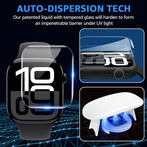 Compatible for Apple Watch Series11/Series 10 Screen Protector 42mm, Tempered Glass Full Coverage Bubble Free HD Film for iWatch Seires 10 42mm - 2 Pack