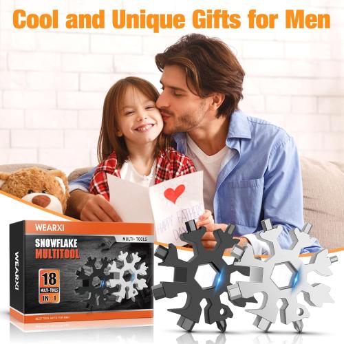 Father Day Gifts for Men, Gifts for Men 18 in 1 Snowflake Multitool, Birthday Gift for Boyfriend, Mens Gift for Dad/Him/Husband, Dad Gifts Cool Gadgets, Camping Accessories