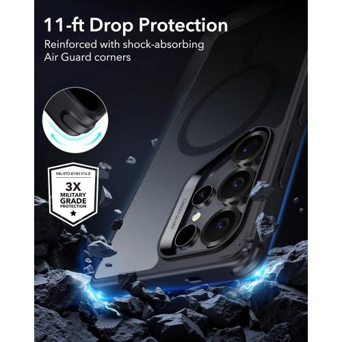 ESR for Samsung Galaxy S25 Ultra Phone Case, Compatible with MagSafe, Magnetic Case for Samsung S25 Ultra, Military-Grade Protection, Yellowing Resistant, Classic Series, Frosted Black | Magnetic Case, Yellowing Resistant, Classic Series
