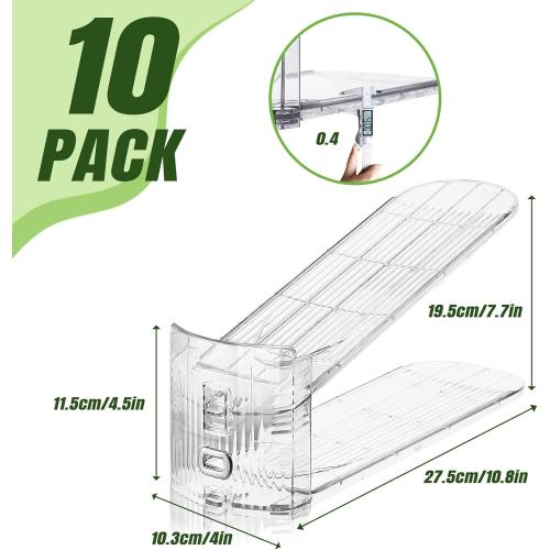 Clear Shoe Slot Organizer, 10 Pack Adjustable Shoe Slots Organizer for Closet Clear Shoe Stackers Shoe Rack Holder Shoe Space Savers for A Pair of Shoes(Transparent)