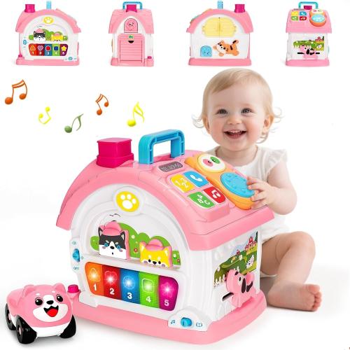 Montessori Toys for 1 Year Old Girls, Christmas First 1st Birthday Gifts for Girls, Musical Learning House Baby Toys for Ages 6 12 18 24 Months, Educational Bilingual Toy for Toddler Kids Age 1 2 3