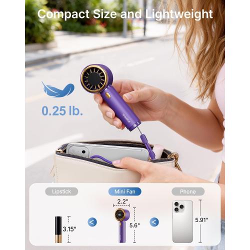 SWEETFULL Portable Handheld Fan, Mini Rechargeable Personal Hand Fan