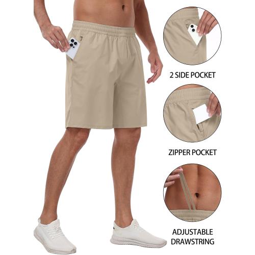 PARISDIARY 3 Pack Large Men's Athletic Running Shorts with Zipper Pockets,Quick Dry Gym Workout Basketball Hiking Shorts for Men