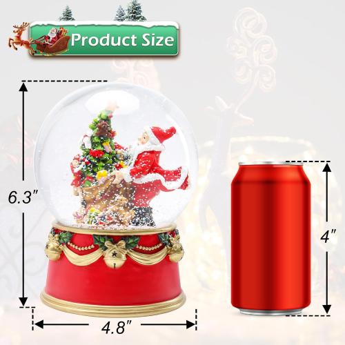 Christmas Snow Globes Musical Snow Globe with Santa Clause Bags Tree Bears 8 Songs Color Changing Battery Operated Snowglobe for Christmas Home Party Decor