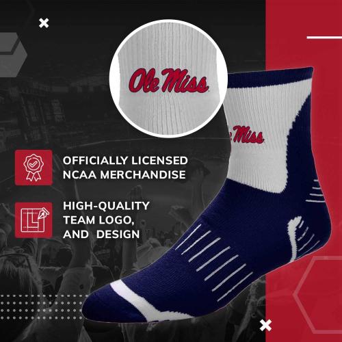 For Bare Feet Adult NCAA Surge Quarter Length Crew Socks - All Weather Performance - Men & Women - Enhance Your Team Footwear