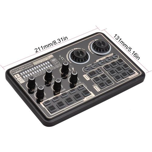 Sound Card, Mixing Sound Card,SK600 Multi-Function Digital Audio Mixer External Sound Card with BT Connection for Computer Smartphone Singing Recording Live Broadcast Gaming