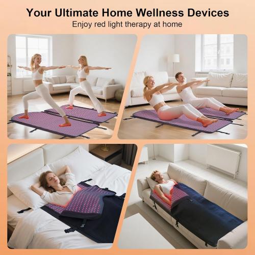 W2570 Full Body Red Light Therapy Mat, 71x33 Redlight Therapy Blanket with Premium Leather, 2580 LEDs Dual Wavelength 660nm & 850nm Near Infrared Therapy Bag for Home Use