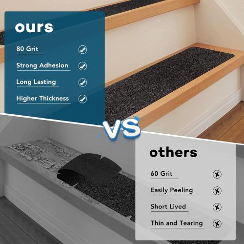 VOISEN Outdoor Stair Treads, 4 x 30 20 Pack Pre-Cut Non Slip Strips, Grip Tape Adhesive, Waterproof 80 Grit Anti-Slip