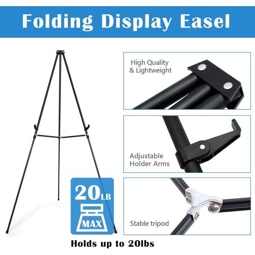 Size 70 Falling in Art 70 Adjustable Aluminum Display Easel Stand, Versatile Tripod Easel for Artistic Presentations Stand, Lightweight and Sturdy for Art Shows, Exhibitions, and Studios, Holds 20 lbs