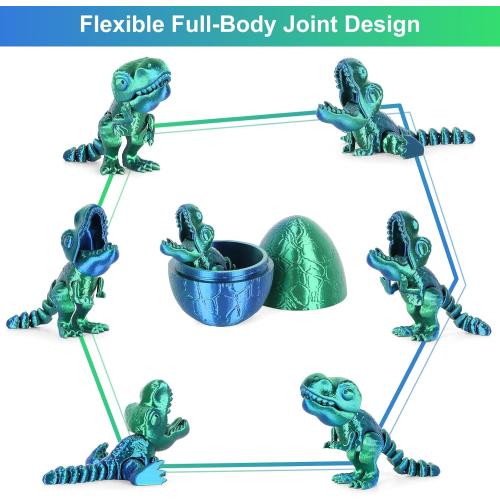 3D Printed Dragon Kids Dinosaur Toys 3D Printed Fidget Toys, Articulated Dragon Egg, 3D Dragon, Home Office Decor Executive Desk Toy 3D Printed Dragon Eggs with Dragon Inside (Blue - Green)