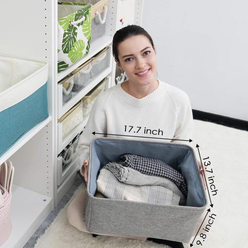 TheWarmHome Fabric Storage Bins Baskets for Organizing, Large Sturdy Storage Basket W/Handles, Decorative Foldable Storage Baskets for Shelves Closet Nursery Toy (X Large - 3 Pack 17.7L×13.8W×9.8H)