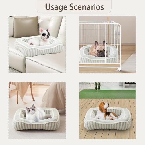 Dog Bed for Extra Small Dogs Breeds,Cat Bed,Puppy Kennel Bed with Pillow,Washable Deluxe Plush Dog Crate Beds,Comfy Durable Rectangular Pet Sleeping Bed & Non-Slip Bottom,Grey (19X16)