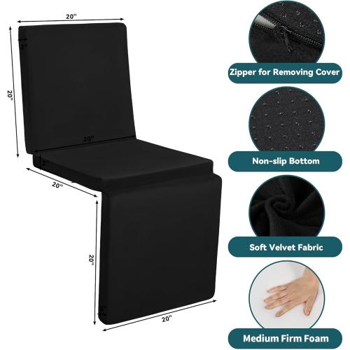 3-in-1 Recliner Seat Cushion with Lumbar Support Pillow & Footrest, Multi-Functional Adjustable Height  for You to Choose, Non-Slip Foam Chair Cushion for Elderly, Black