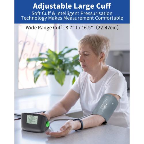 AILE Upper Arm Blood Pressure Machine,High Blood Pressure Monitors for Home use with Adjustable Blood Pressure Cuff - Large LCD Screen,Dual Power Option