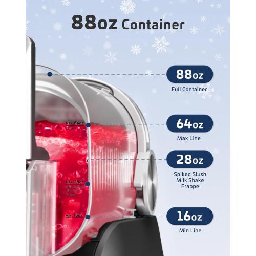 Slushie Machine, No Ice Needed, 64 oz Slushie Machine for Home with Dust Cover, Professional Frozen Drink Maker, 7 Preset Programs Rinse, Frozen Margaritas, Frappés, Milkshake, and More