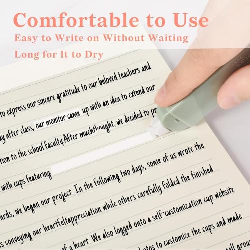 Temiary 6Pcs Mini White Correction Tapes, Quick Dry Smooth Pull Out for Writing, Aesthetic Cute Correction Tape Set Easy To Use for Students School Office Supplies (Green)