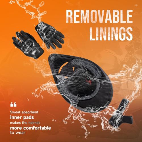 Adult ATV Dirt Bike Helmet with Goggles Gloves & Mask Quick Release Buckle Adjustable Sun Visor Motorcycle Adult Helmet Off-Road Motocross Downhill Moped MX for Unisex-Adult