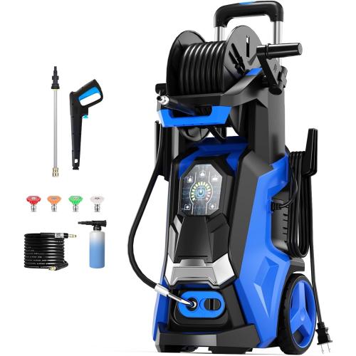 Electric Pressure Washer 5000PSI-Max 3.6GPM Power Washer Touch Screen Adjustable Pressure,4 Nozzles and 500ml Foam Cannon Power Washer Cleaning for Patio