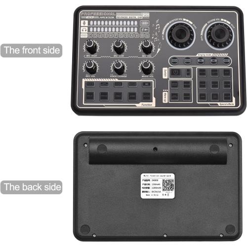 Sound Card, Mixing Sound Card,SK600 Multi-Function Digital Audio Mixer External Sound Card with BT Connection for Computer Smartphone Singing Recording Live Broadcast Gaming
